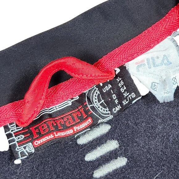 Fila Ferrari Idea Mens Black Red Half-Zip Pullover With Zipped Pockets XL Vtg - Picture 10 of 11